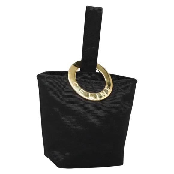 CELINE Pouch Nylon Black Gold Auth 137004 - Picture 1 of 16